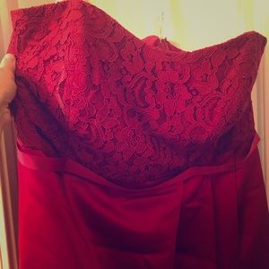 Red David’s Bridal dress NWOT; never altered